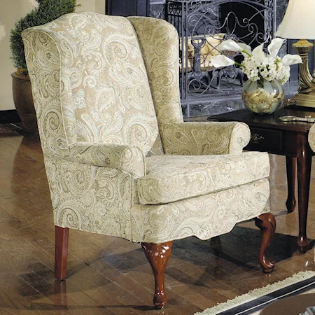 Traditional Wing Chair with Rolled Arms